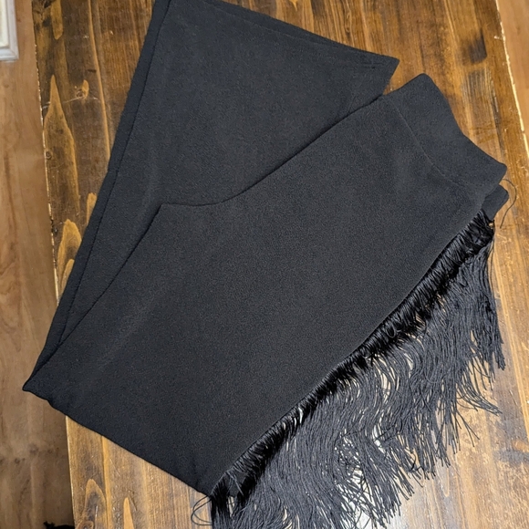 NWT Shein Black Fringe Flare Pants | Western Festival Boho | Large - Picture 4 of 11